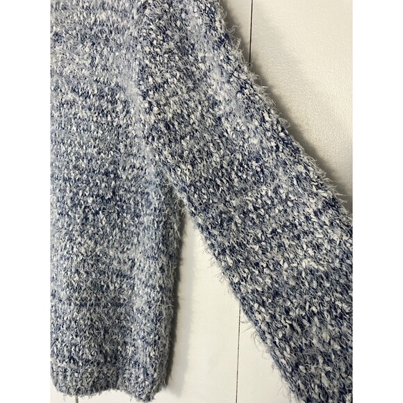 American Sweetheart Womens Eyelash Blue & White Stretch Sweater Size M - Picture 5 of 6